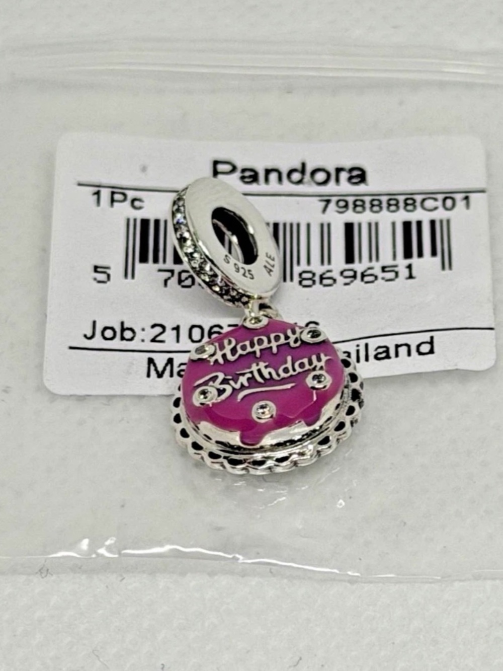 Pandora Pink "Happy Birthday" Cake Dangle Charm